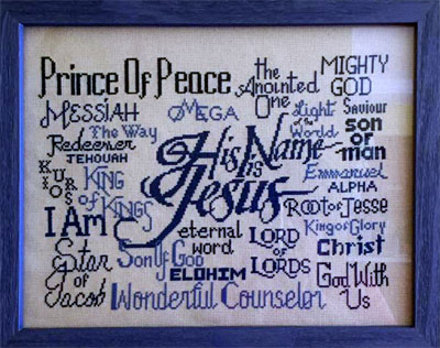 His Name is Jesus stitched by Traute Ritter